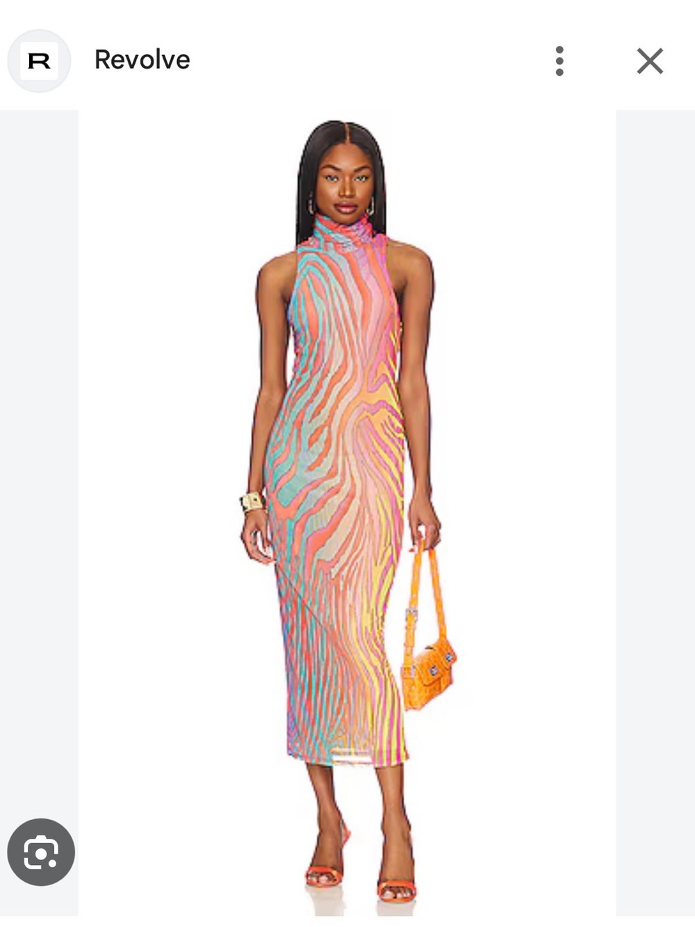 AFRM Multicolor Zebra-Print Maxi Dress — Coral, Teal, Yellow
